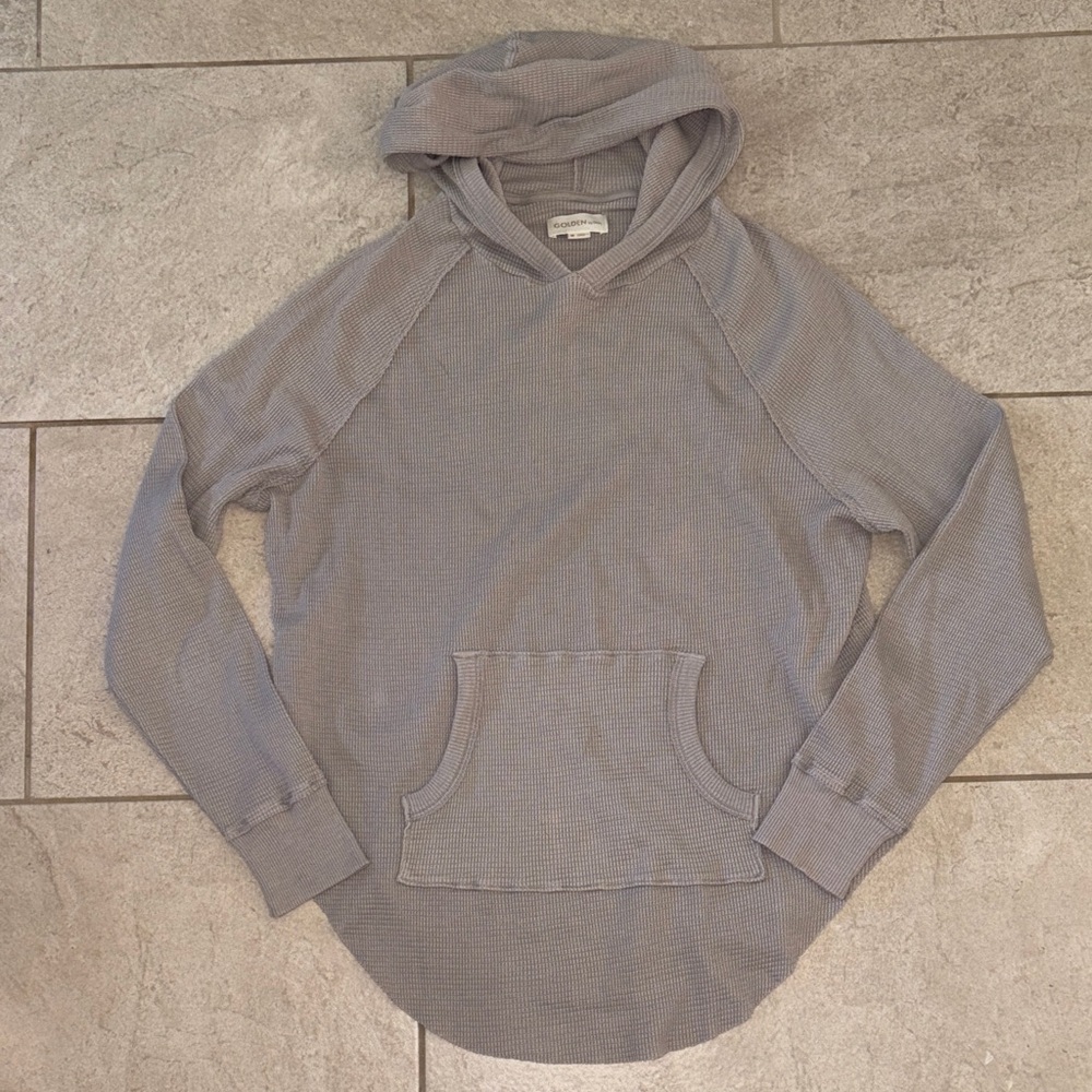 GOLDEN BY TNA Gray Hooded Waffles Knit Shirt